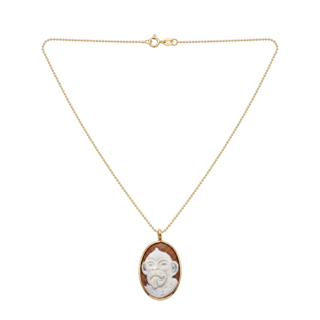 Collana Catenina con Cammeo Scimmia In Argento 925