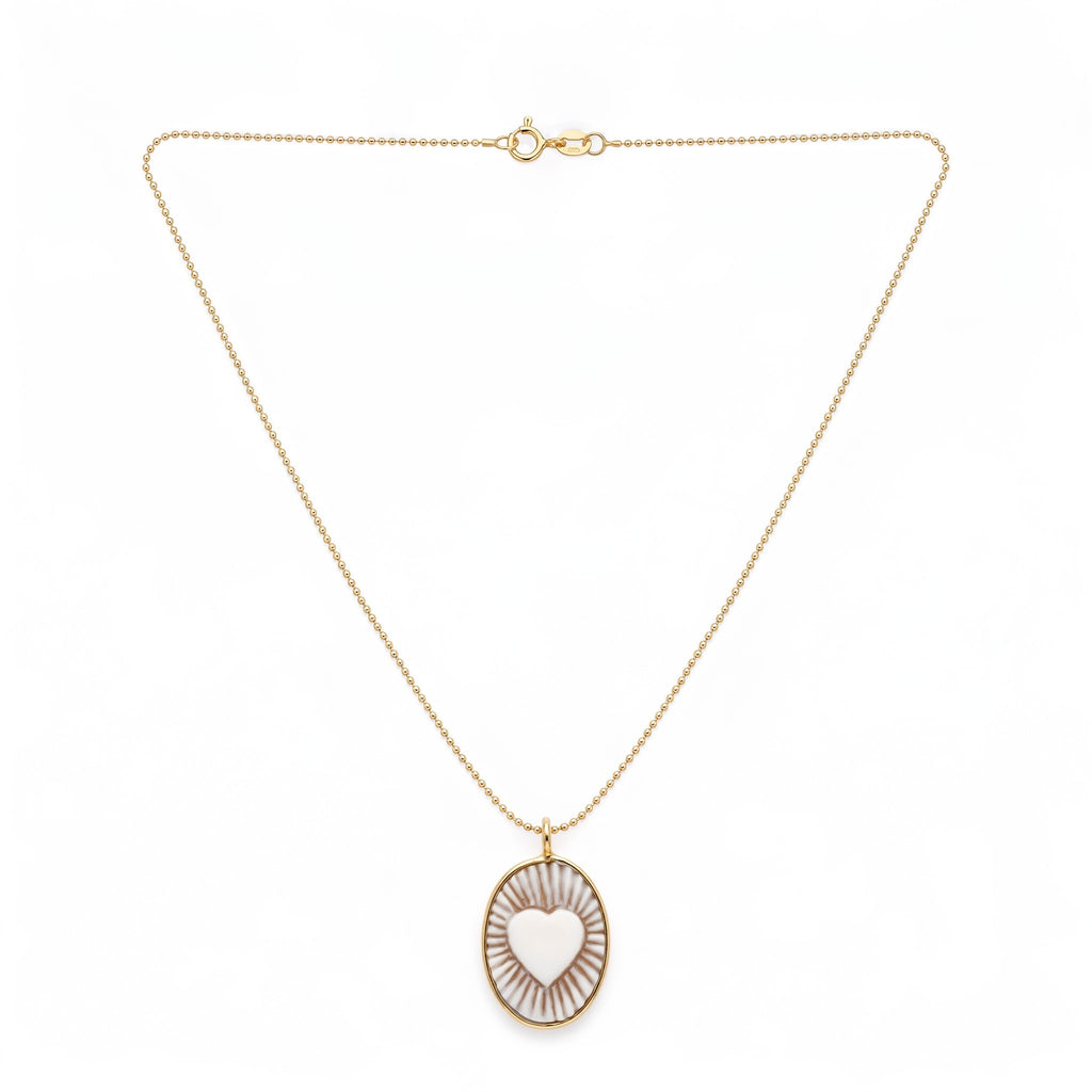 Collana Catenina con Cammeo Cuore Radioso In Argento 925
