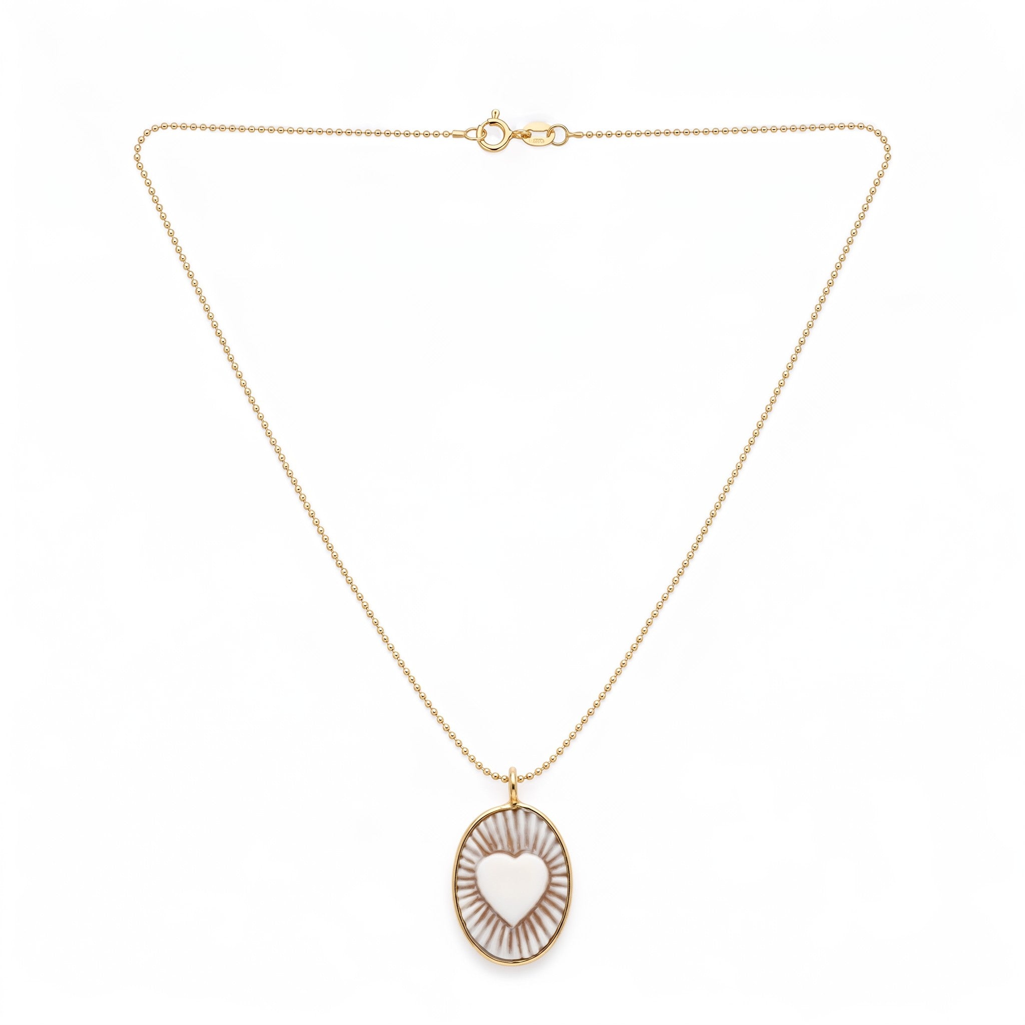 Collana Catenina con Cammeo Cuore Radioso In Argento 925