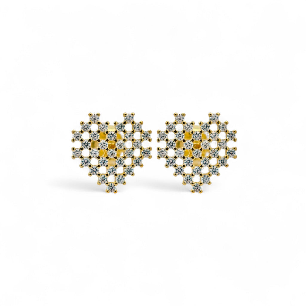 Orecchini in Argento 925 Con Cuori Pixel