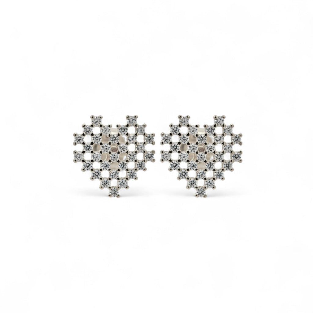 Orecchini in Argento 925 Con Cuori Pixel