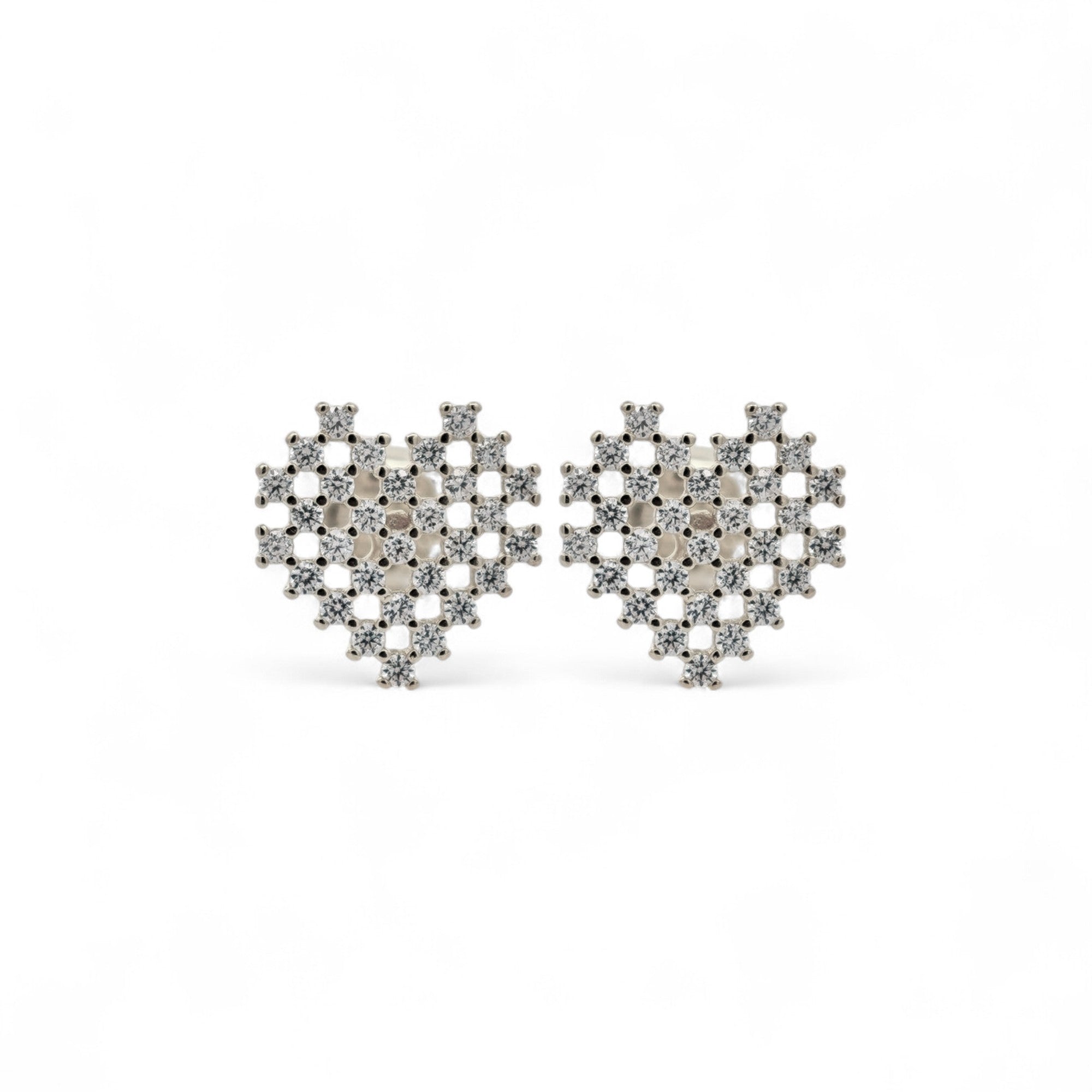 Orecchini in Argento 925 Con Cuori Pixel