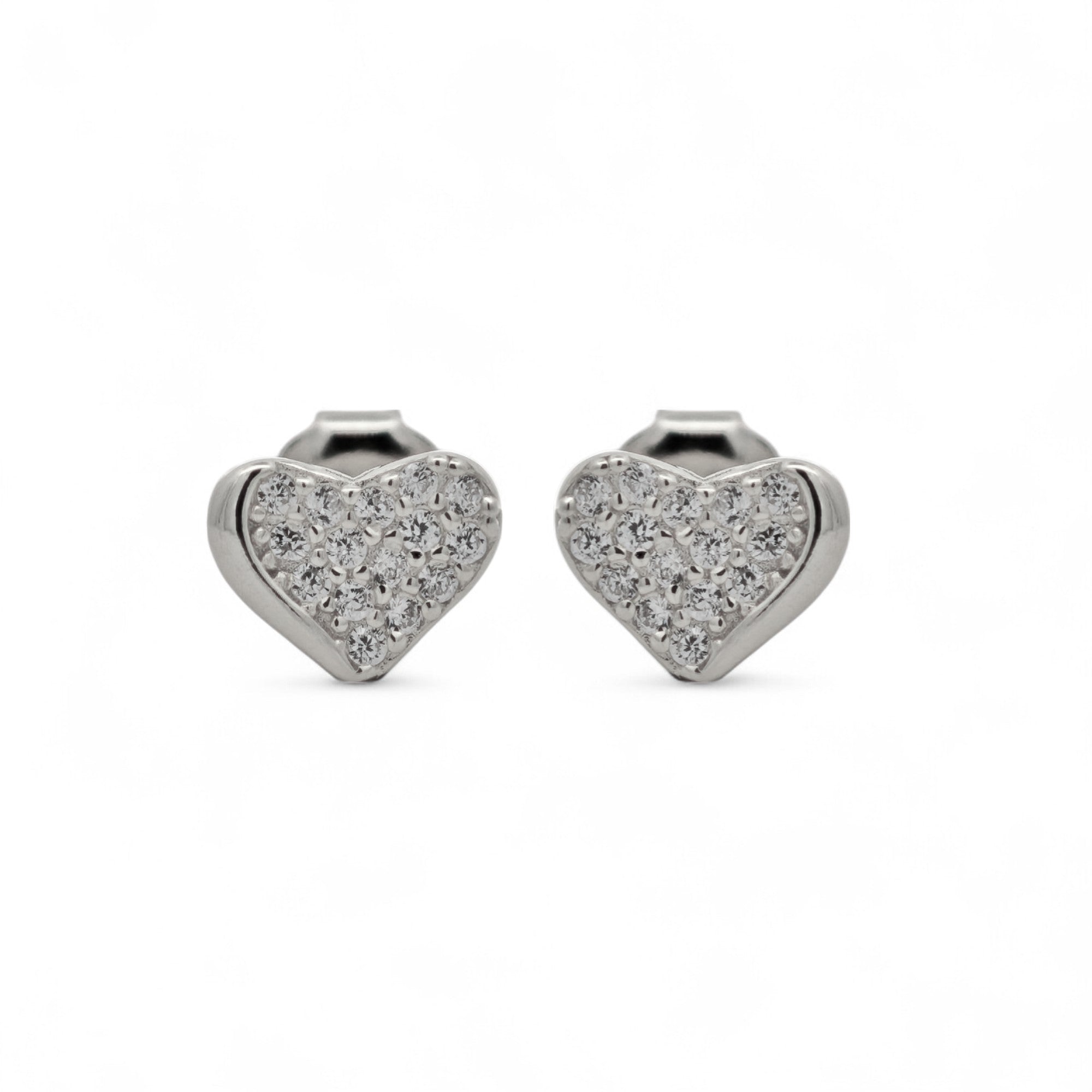 Orecchini Cuori Pave` Argento 925