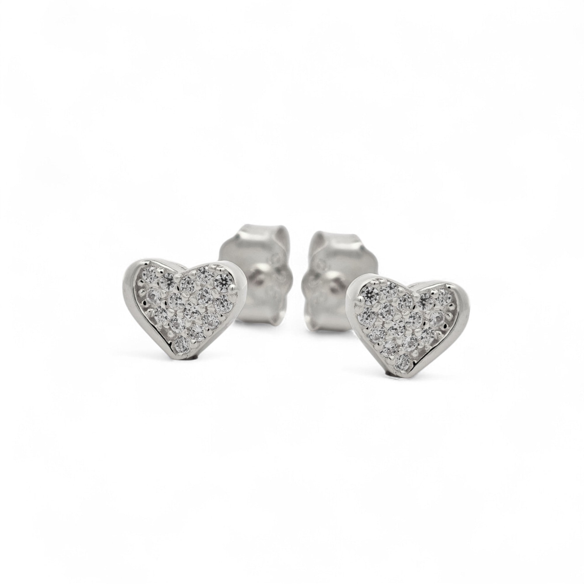 Orecchini Cuori Pave` Argento 925