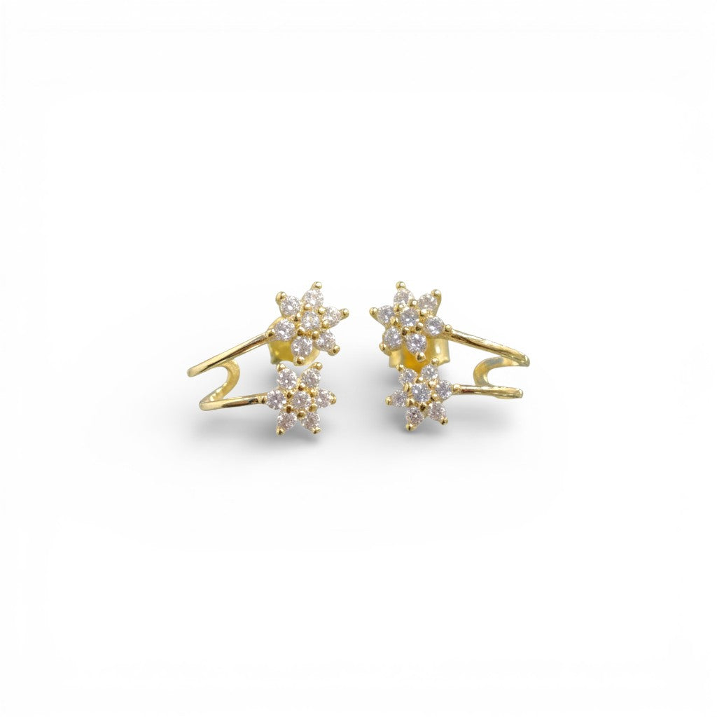 Orecchini Duo di Primavera con Fiori Zirconati In Argento 925