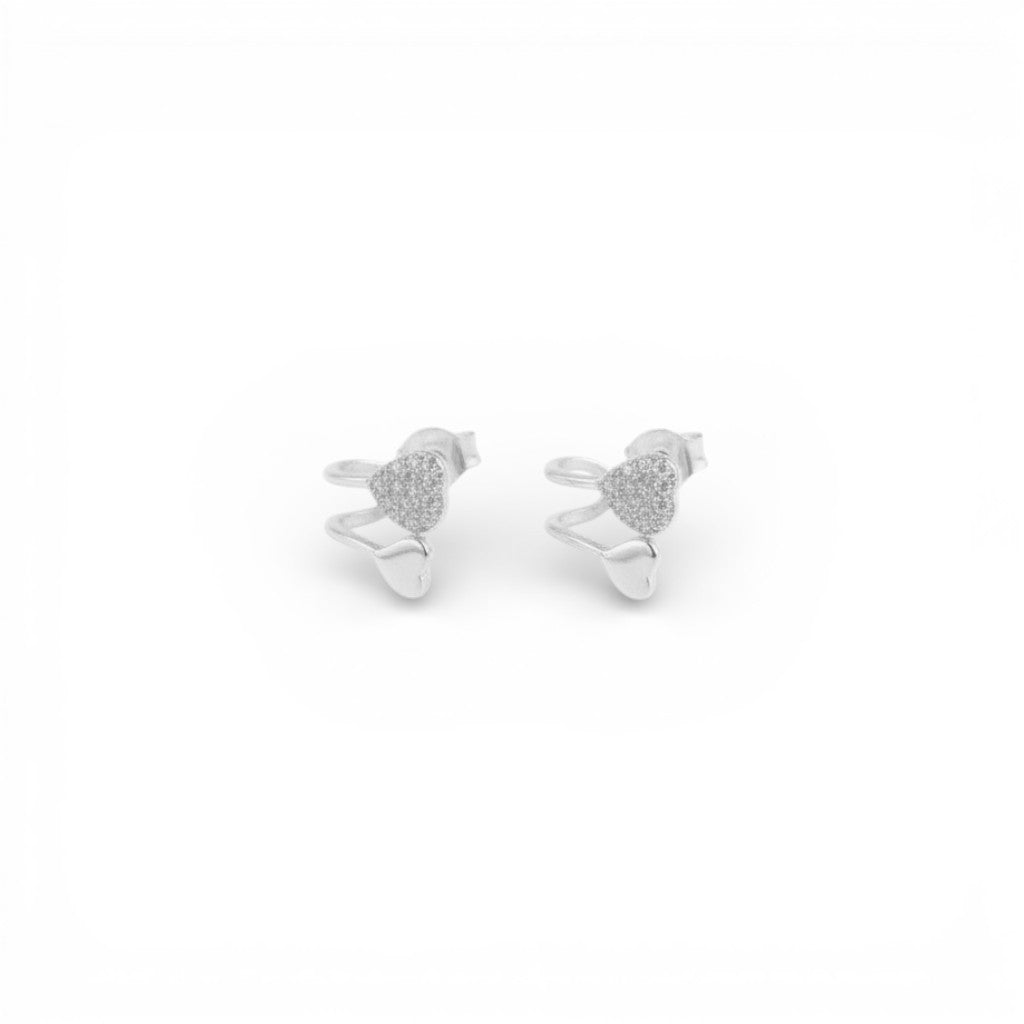 Orecchini Legame del Cuore con Doppio Elemento In Argento 925
