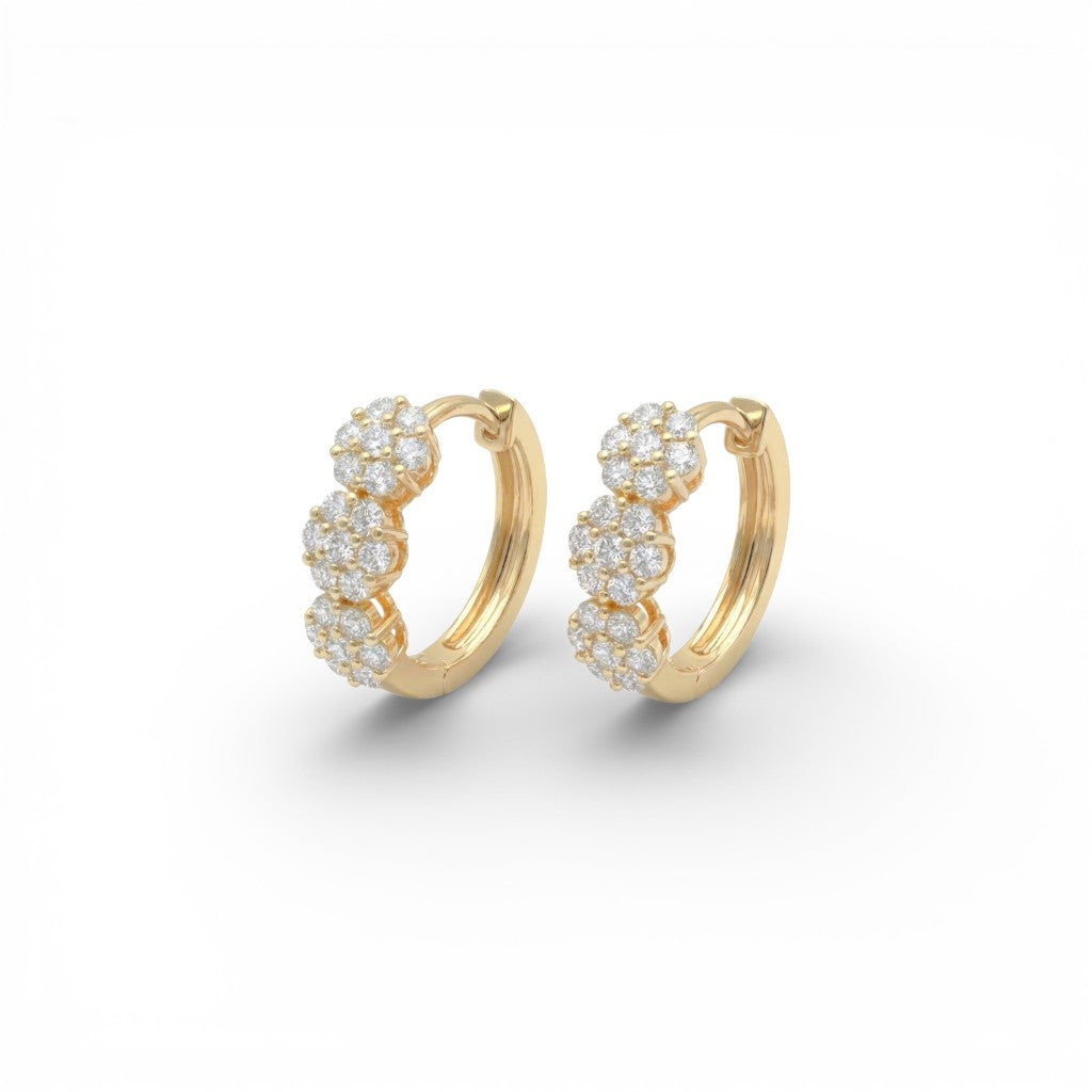 Orecchini Bouquet di Brillanti a Fiore In Argento 925