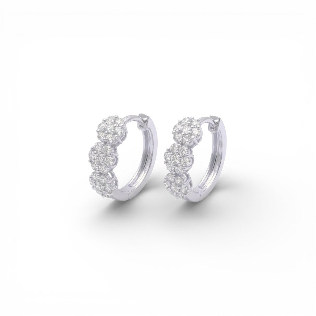 Orecchini Bouquet di Brillanti a Fiore In Argento 925