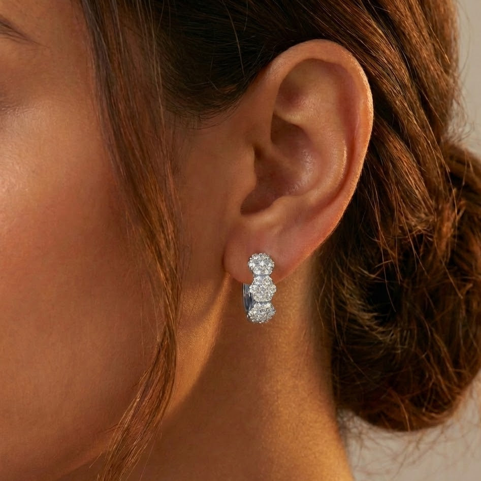Orecchini Bouquet di Brillanti a Fiore In Argento 925