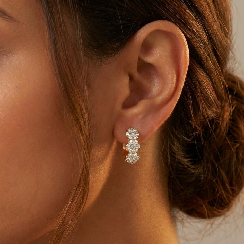 Orecchini Bouquet di Brillanti a Fiore In Argento 925