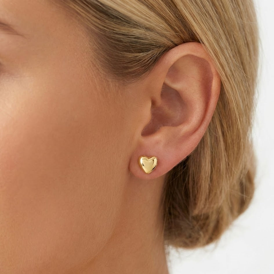 Orecchini Cuore Bombato In Argento 925