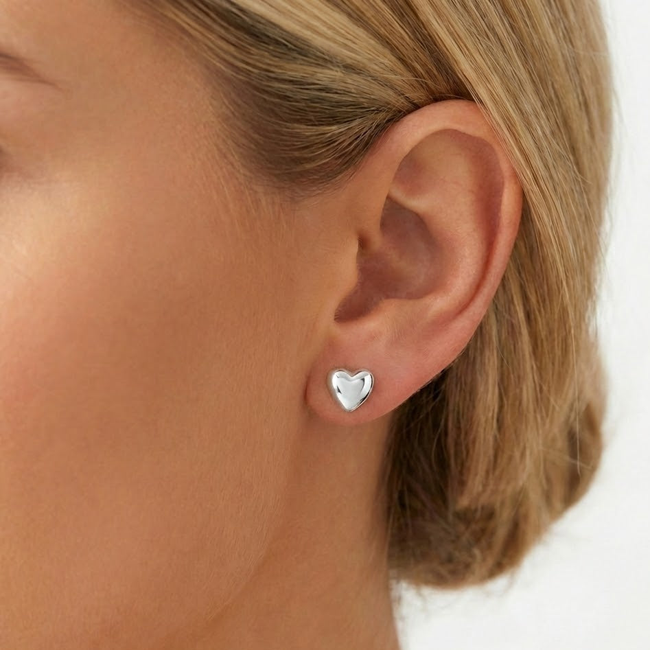 Orecchini Cuore Bombato In Argento 925