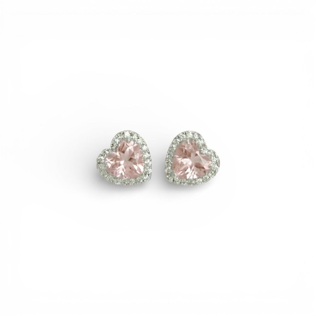 Orecchini Cuore con Cristalli Colorati In Argento 925