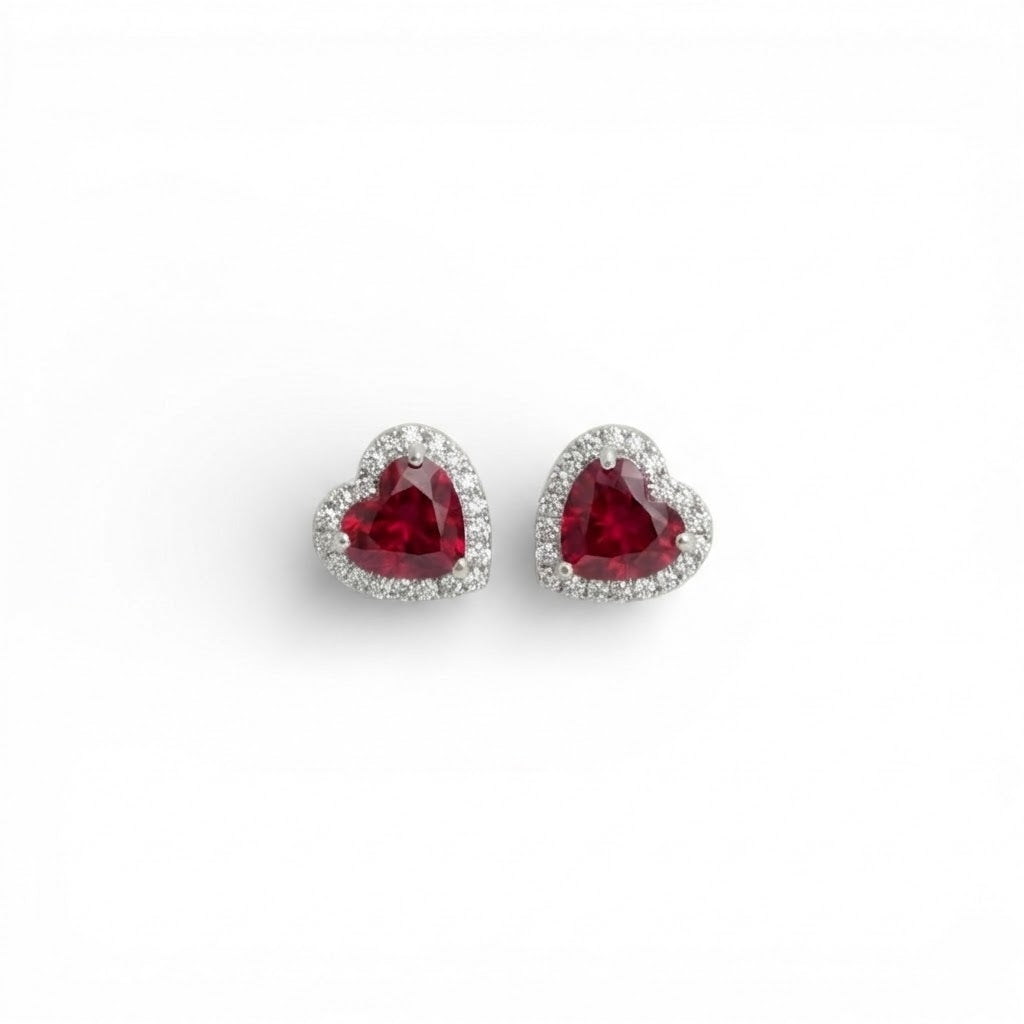 Orecchini Cuore con Cristalli Colorati In Argento 925