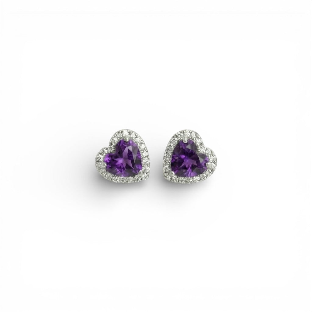 Orecchini Cuore con Cristalli Colorati In Argento 925