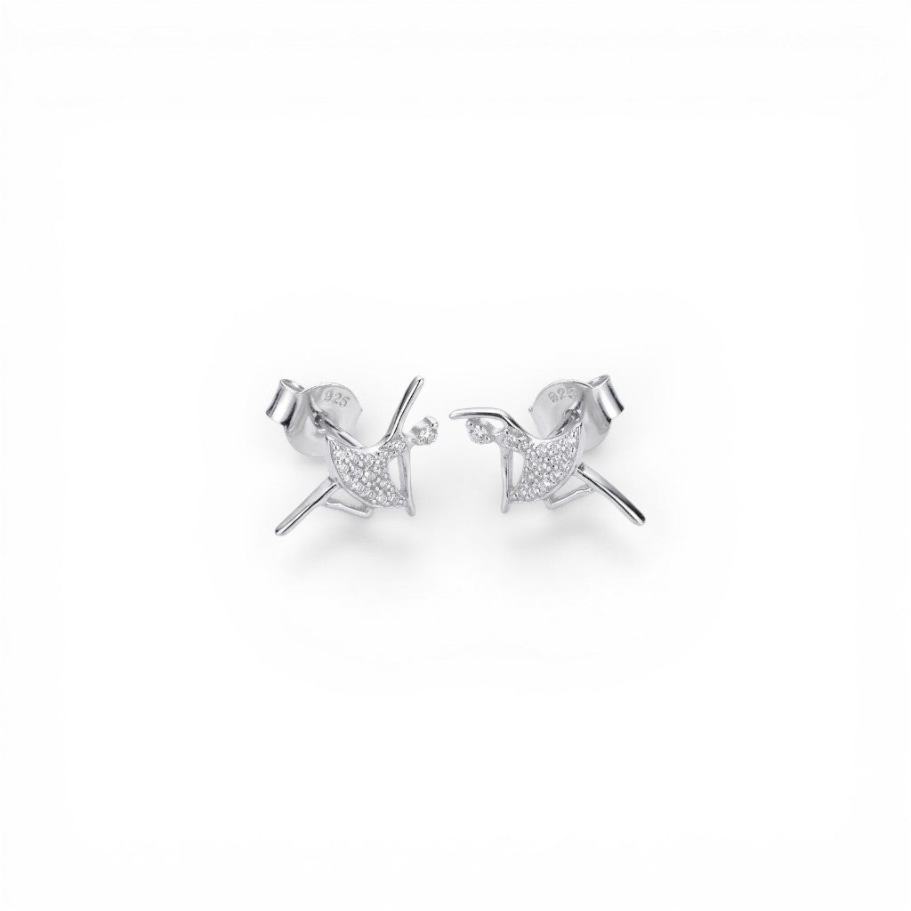 Orecchini a Lobo Ballerina Zirconata In Argento 925