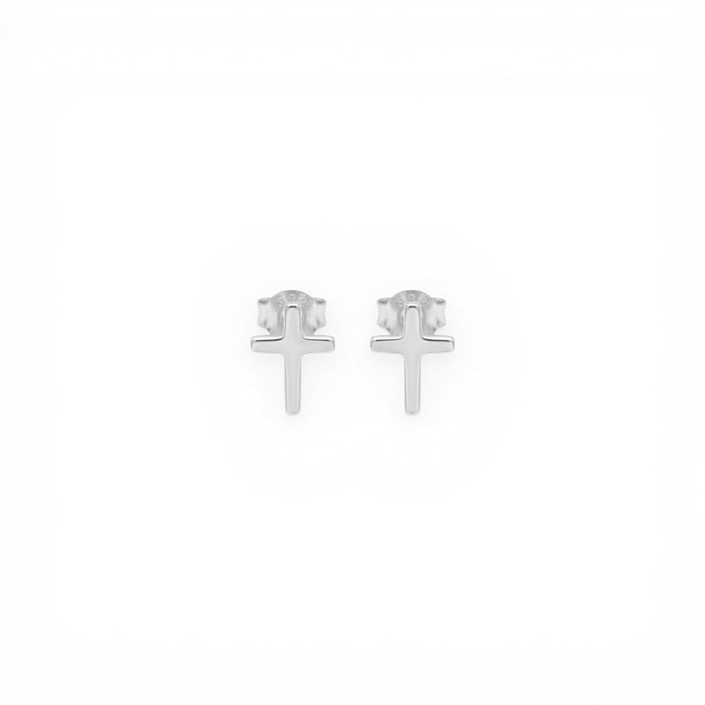 Orecchini Croce Liscia In Argento 925
