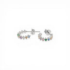 Orecchini a Semicerchio Arcobaleno con Zirconi Multicolor In Argento 925