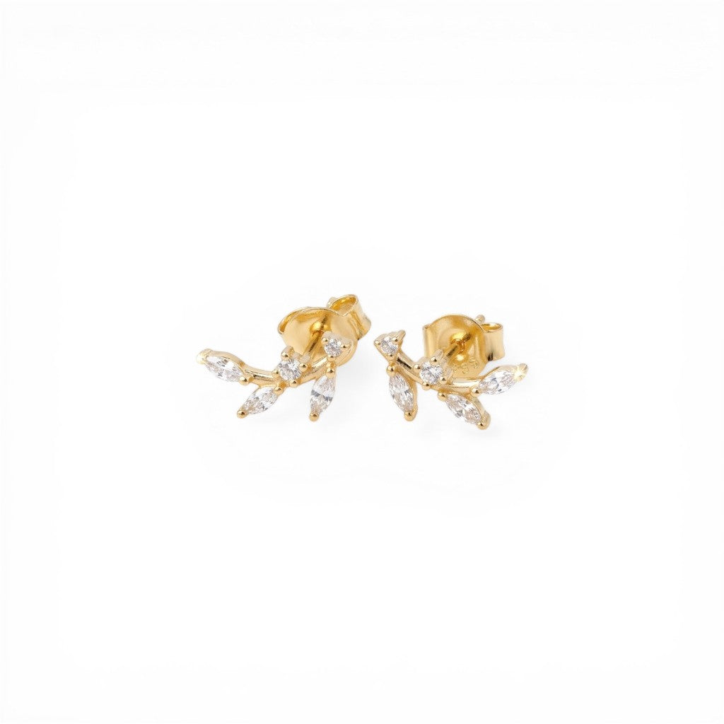 Orecchini Rametto Botanico con Zirconi In Argento 925