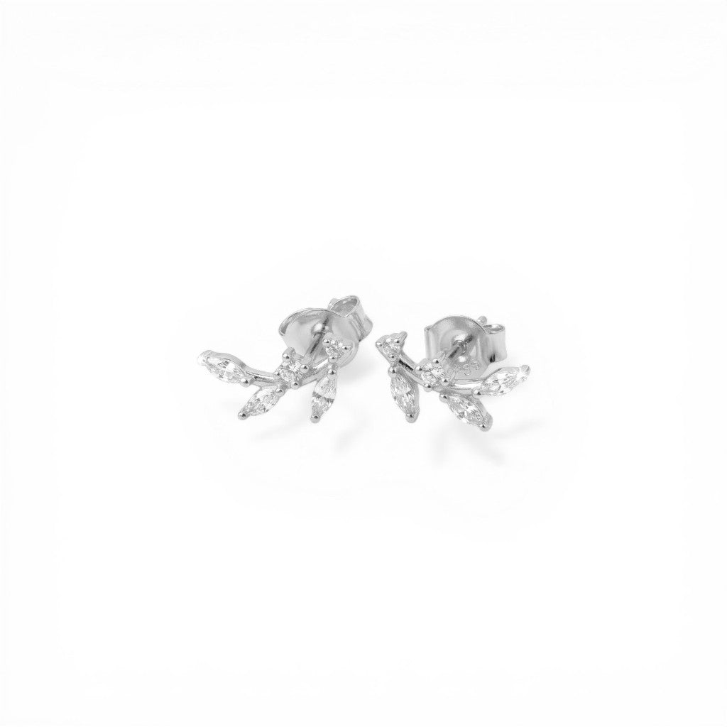 Orecchini Rametto Botanico con Zirconi In Argento 925