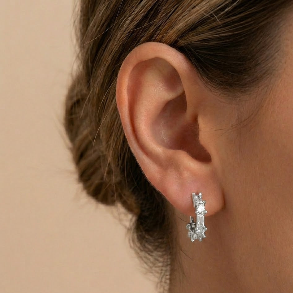 Orecchini Sestetto Brillante a Cerchietto In Argento 925