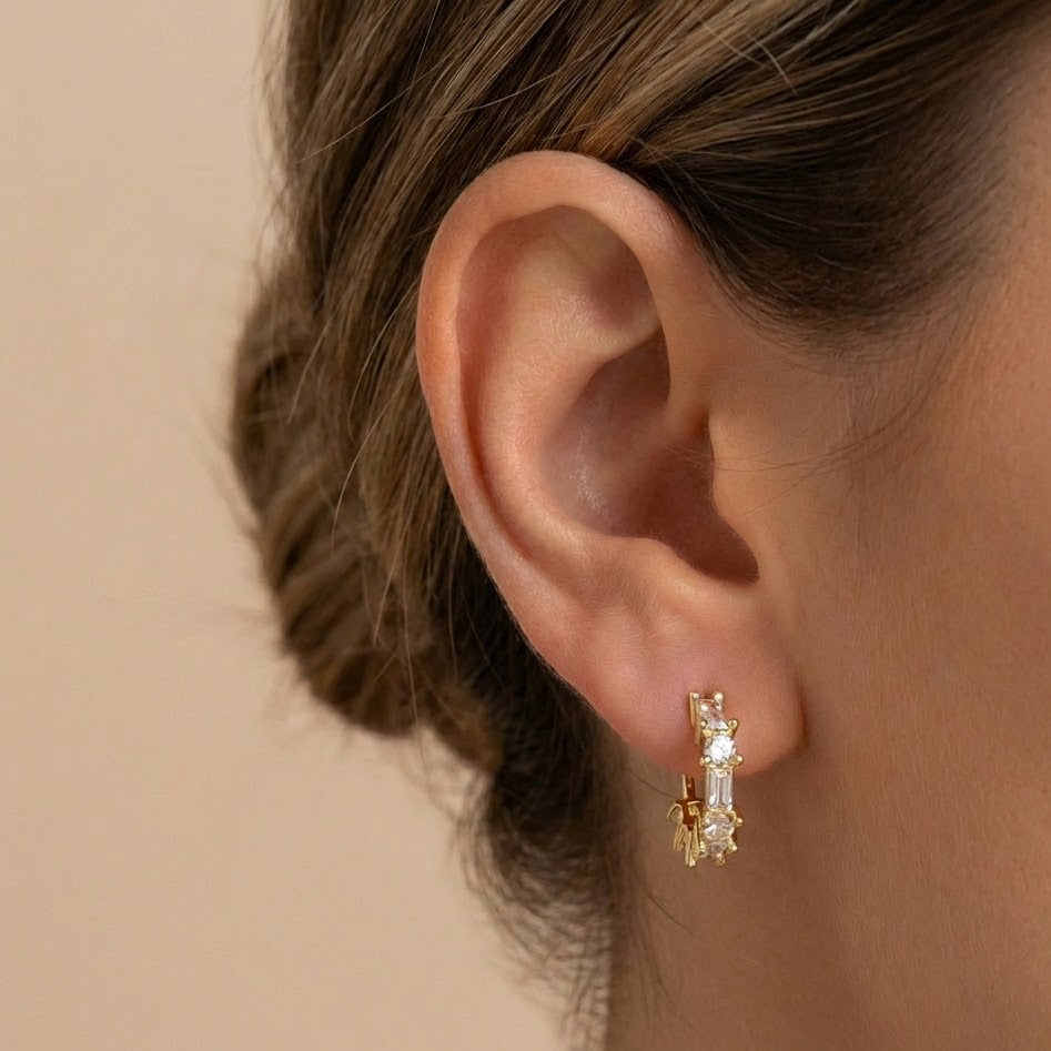 Orecchini Sestetto Brillante a Cerchietto In Argento 925