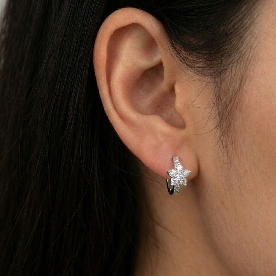 Orecchini Petali di Brillantezza a Fiore In Argento 925