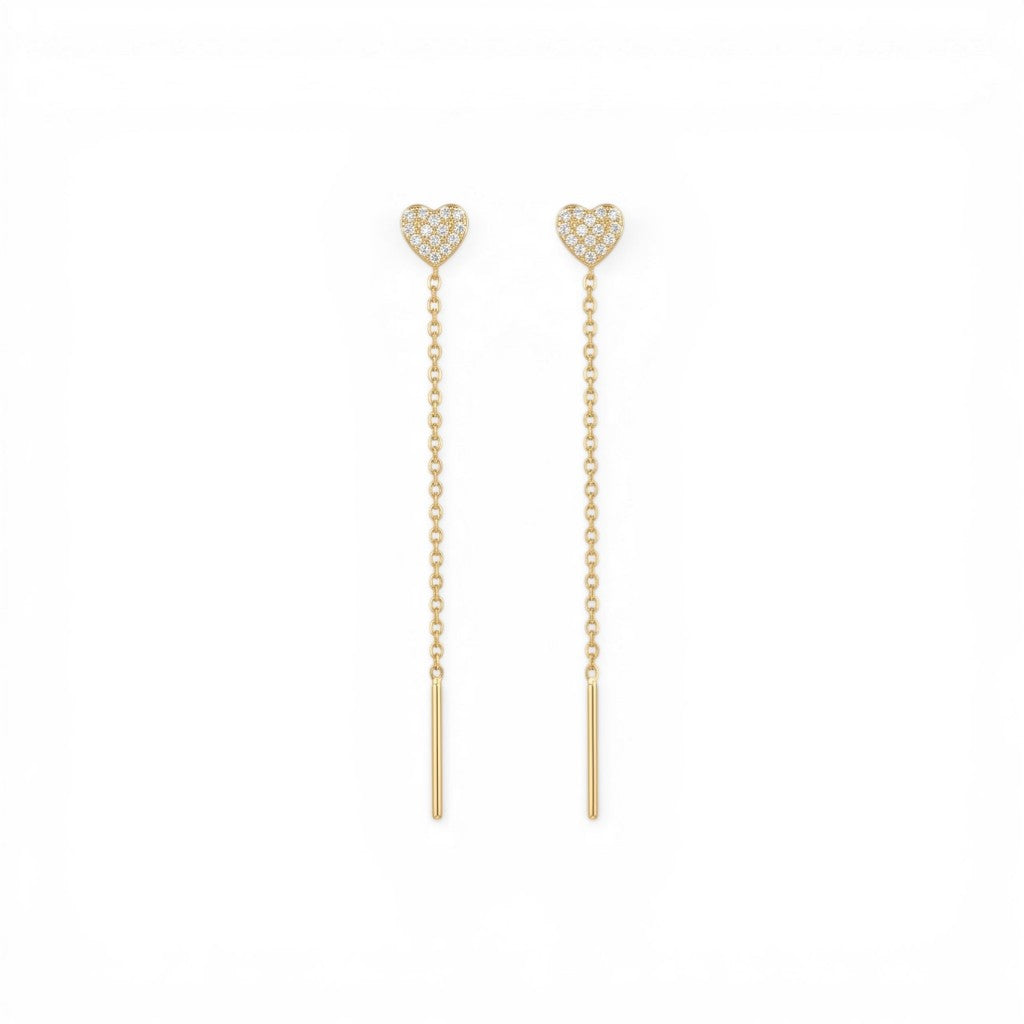 Orecchini Saliscendi con Cuore Zirconato In Argento 925