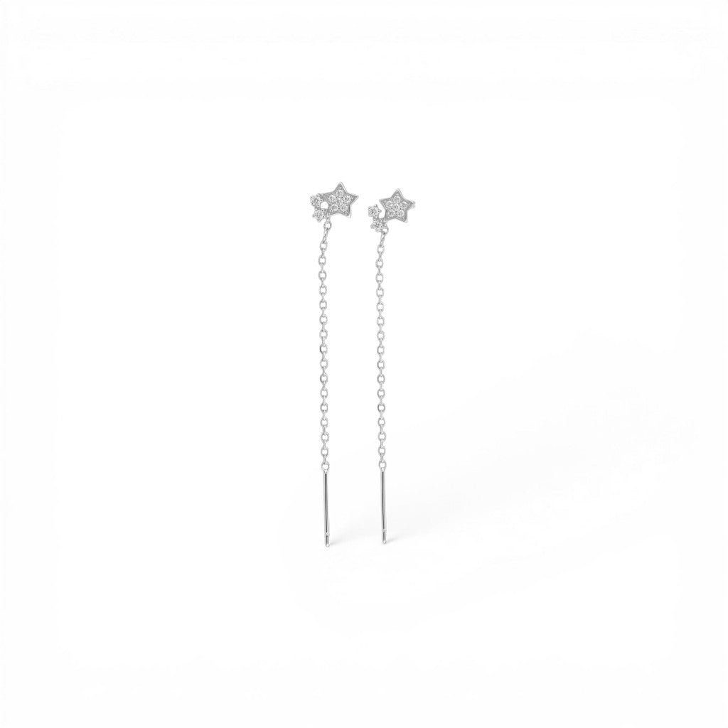 Orecchini Saliscendi con Stelle Zirconate In Argento 925