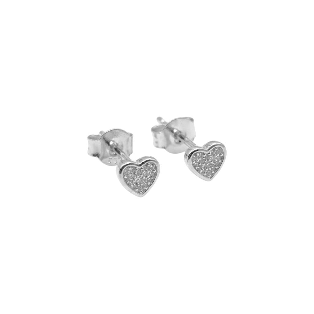 Orecchini Cuori Pavè In Argento 925