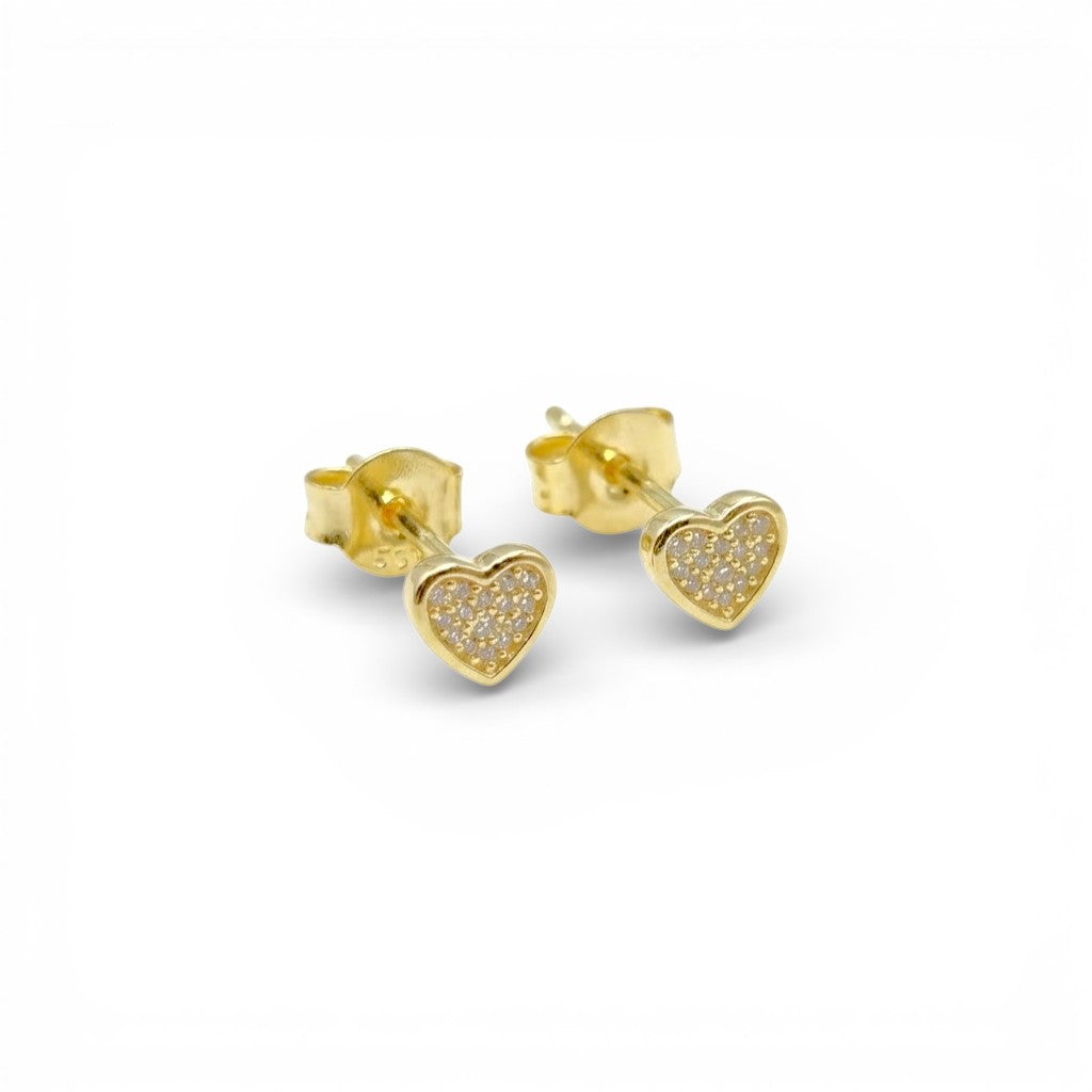 Orecchini Cuori Pavè In Argento 925