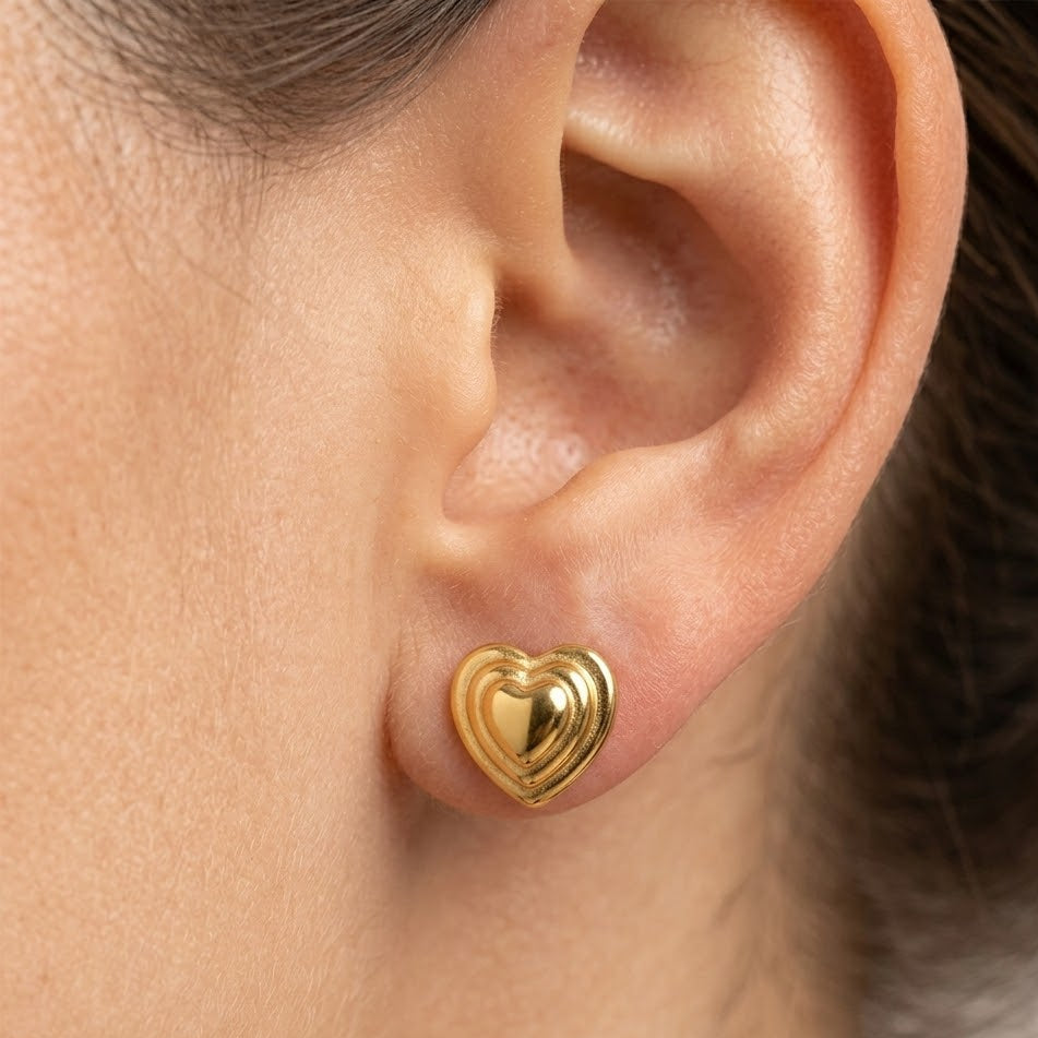 Orecchini Cuore Layered In Acciaio Inossidabile