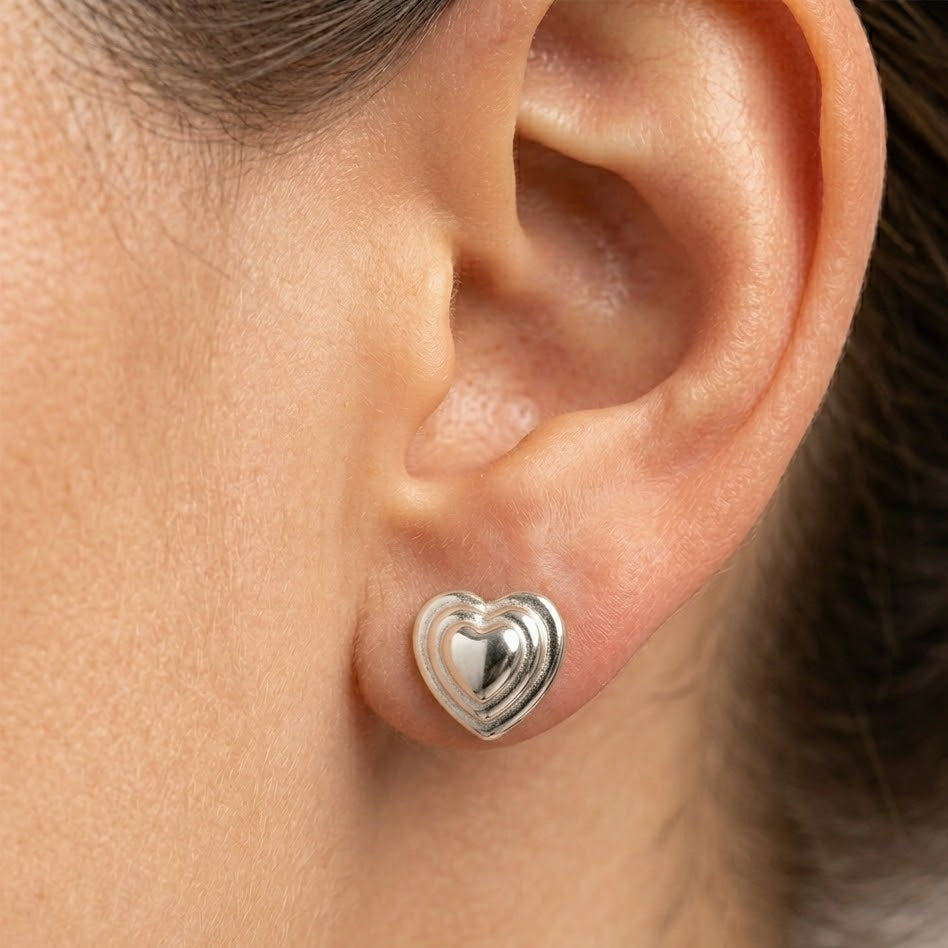 Orecchini Cuore Layered In Acciaio Inossidabile