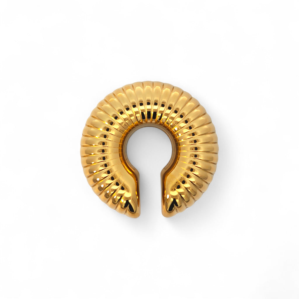 Ear Cuff Bold a Costine Croissant In Acciaio Inossidabile