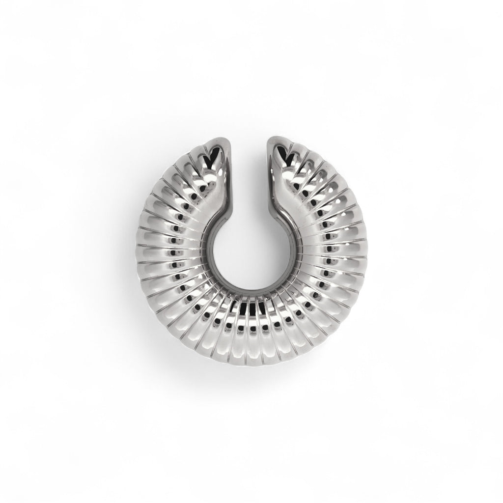 Ear Cuff Bold a Costine Croissant In Acciaio Inossidabile