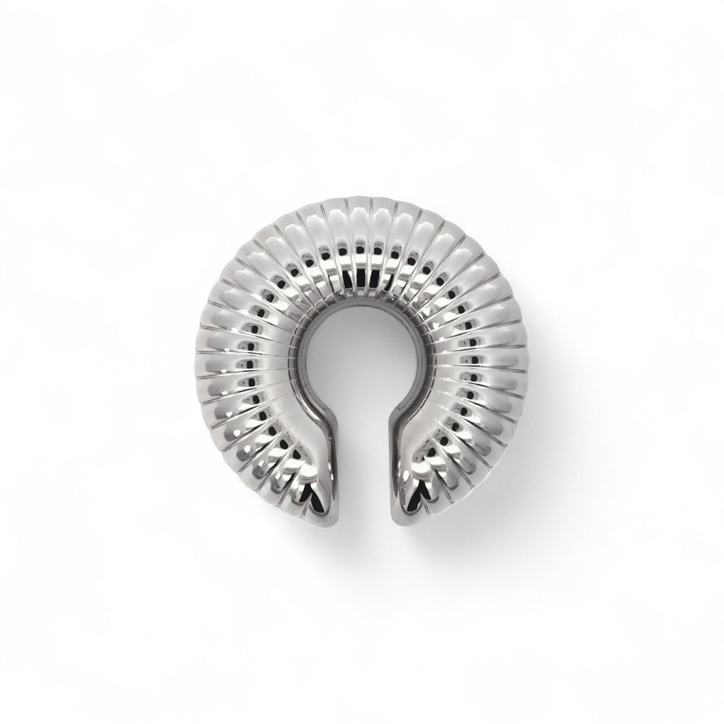Ear Cuff Bold a Costine Croissant In Acciaio Inossidabile