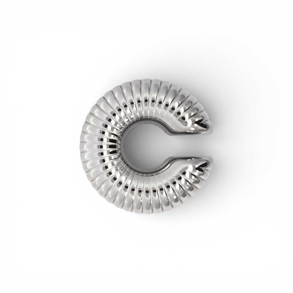 Ear Cuff Bold a Costine Croissant In Acciaio Inossidabile