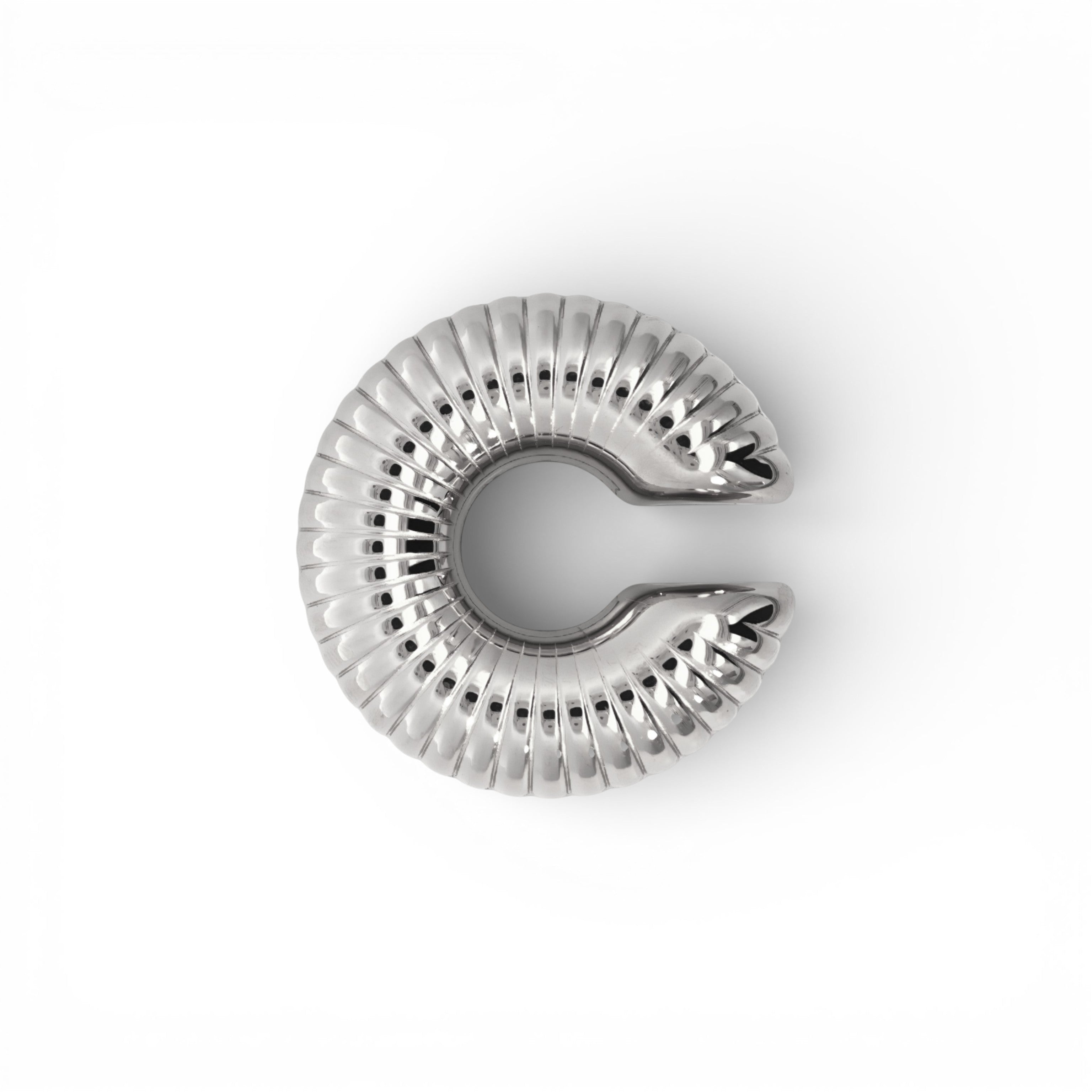 Ear Cuff Bold a Costine Croissant In Acciaio Inossidabile