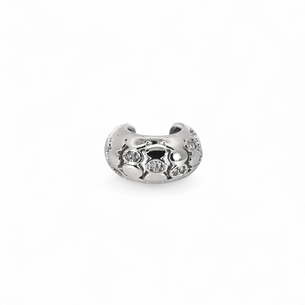 Ear Cuff Mini Bombato con Zirconi Incassati In Acciaio Inossidabile