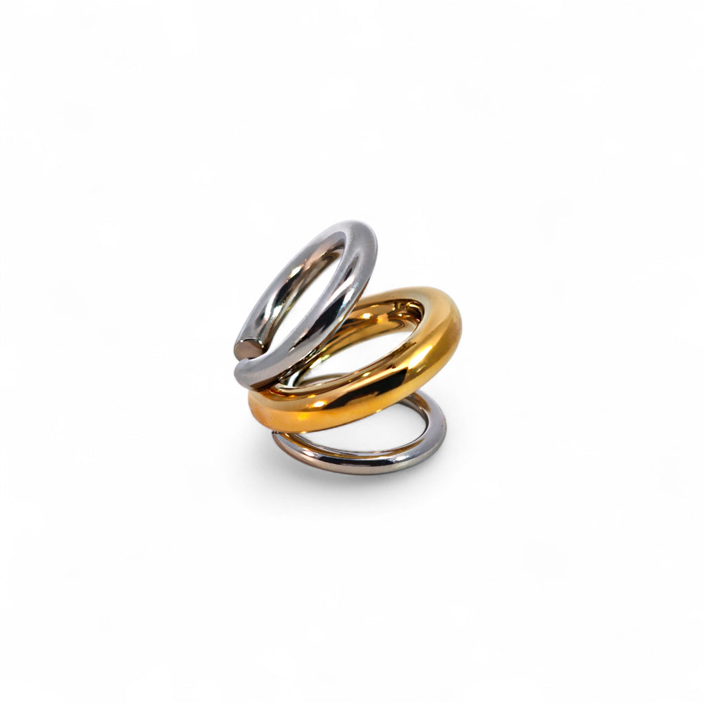 Ear Cuff a Fasce Multiple Bicolore In Acciaio Inossidabile