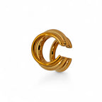 Ear Cuff Scultoreo a Fascia Incrociata in Acciaio Inossidabile
