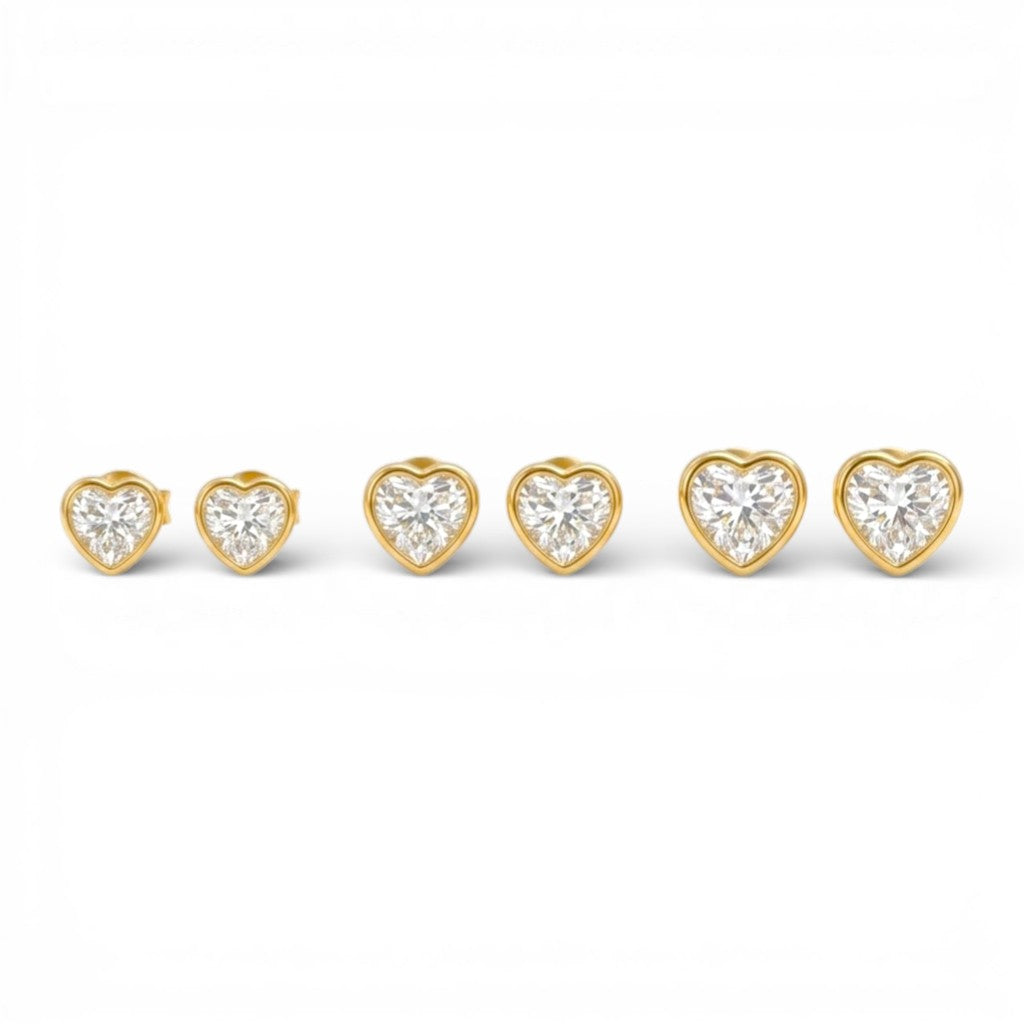 Set Coppie Orecchini Cuore Zirconato In Acciaio Inossidabile