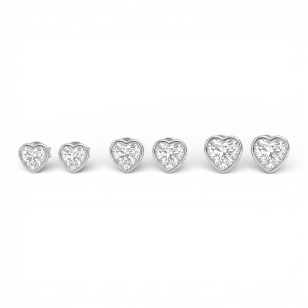 Set Coppie Orecchini Cuore Zirconato In Acciaio Inossidabile