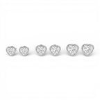 Set Coppie Orecchini Cuore Zirconato In Acciaio Inossidabile