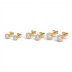 Set Coppie Orecchini Cuore Zirconato In Acciaio Inossidabile