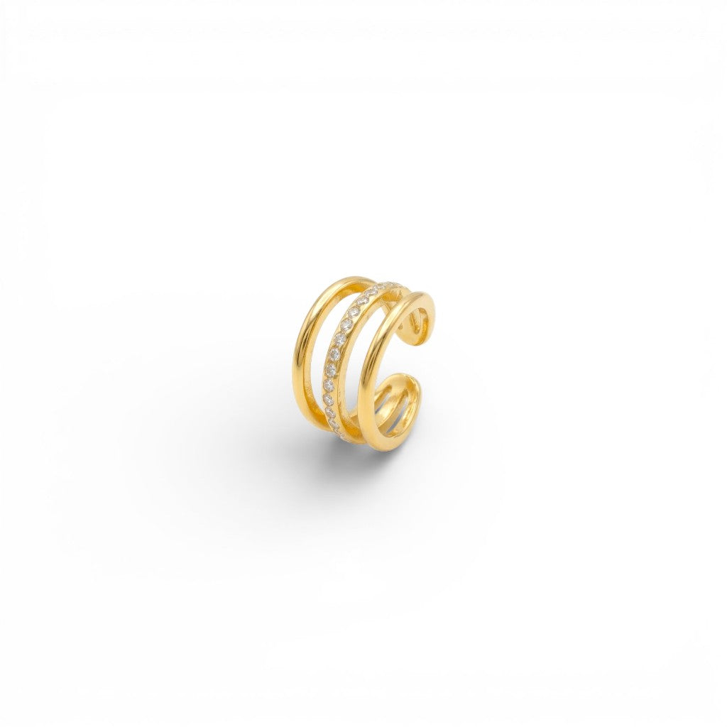 Ear Cuff Tripla Fascia con Zirconi In Acciaio Inossidabile