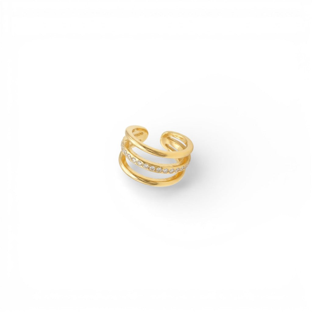 Ear Cuff Tripla Fascia con Zirconi In Acciaio Inossidabile