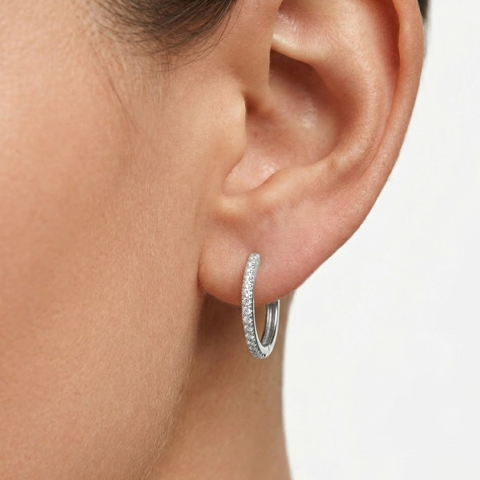 Orecchini Geometrici Bold con Pavé In Acciaio Inossidabile