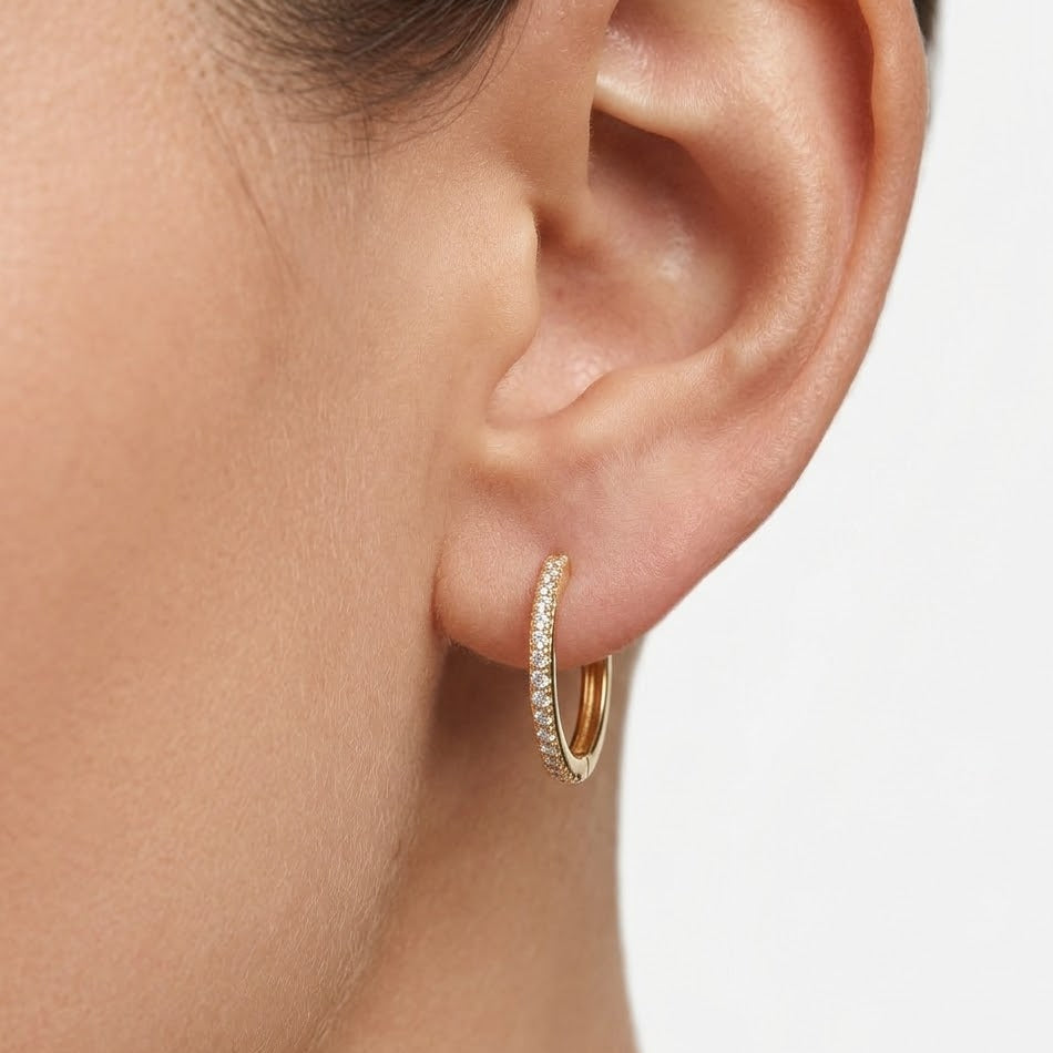 Orecchini Geometrici Bold con Pavé In Acciaio Inossidabile