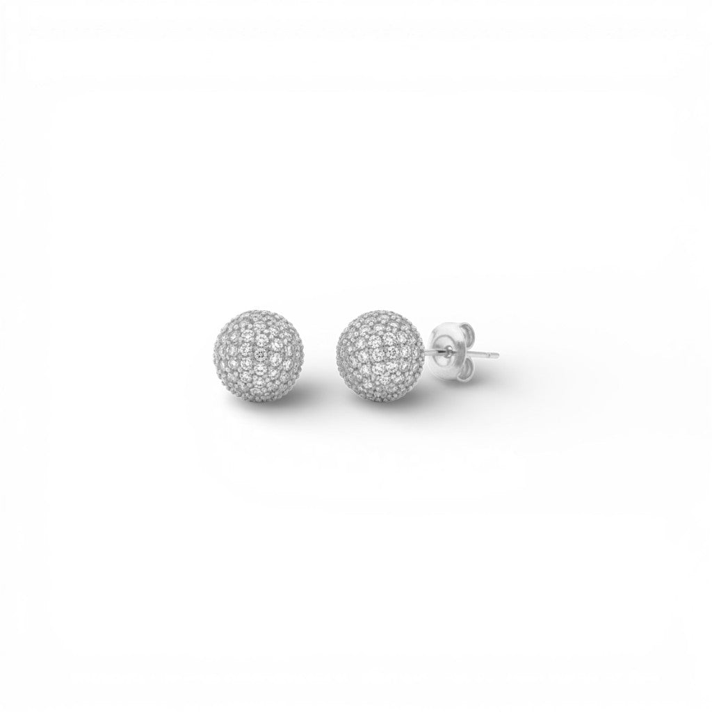 Orecchini Sfera in Pavé In Acciaio Inossidabile